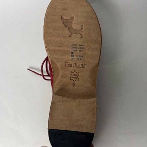Gee WaWa Red Suede Round Toe Lace Up Ankle Chukka Boots Size 9 - Picture 9 of 10